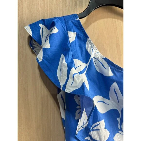 J.Crew Blue & White Floral One-Shoulder Dress Size 2 - Picture 6 of 15